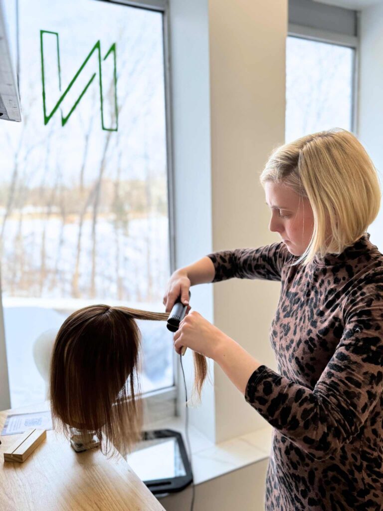 Mia flat irons a human hair wig