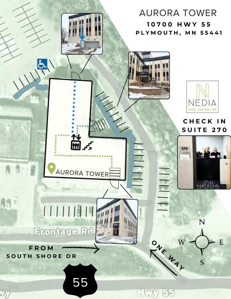 Map of entrances to Aurora Tower